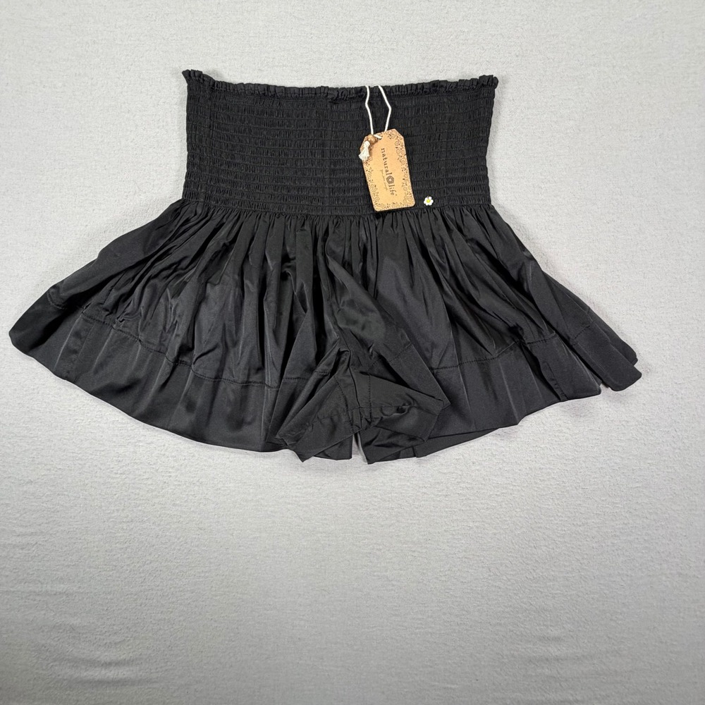 Natural Life Smocked Shorts Womens Small Black New Boho Flowy